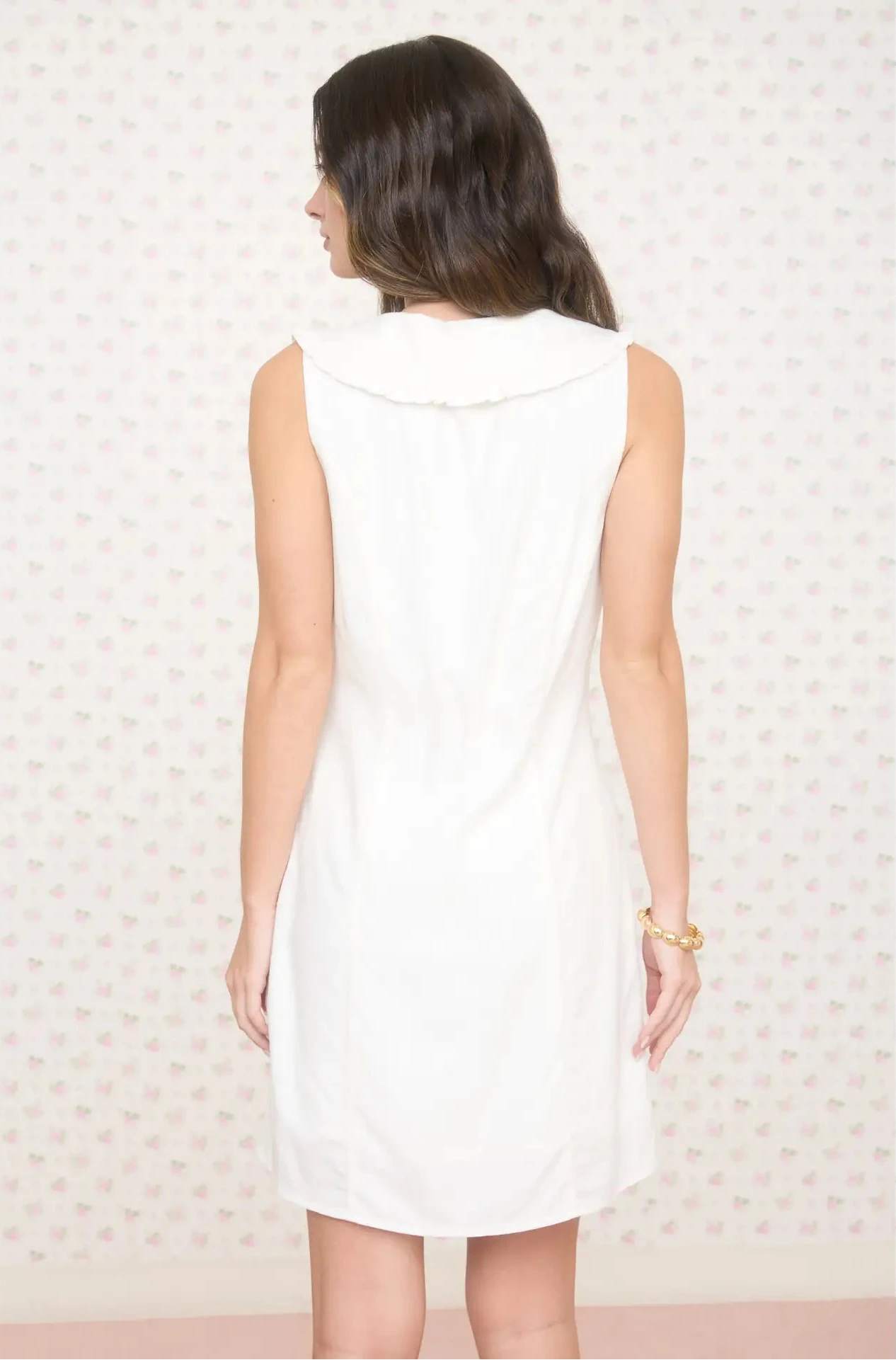 White Sailor Neck Tie Mini Dress by The Workshop Studio