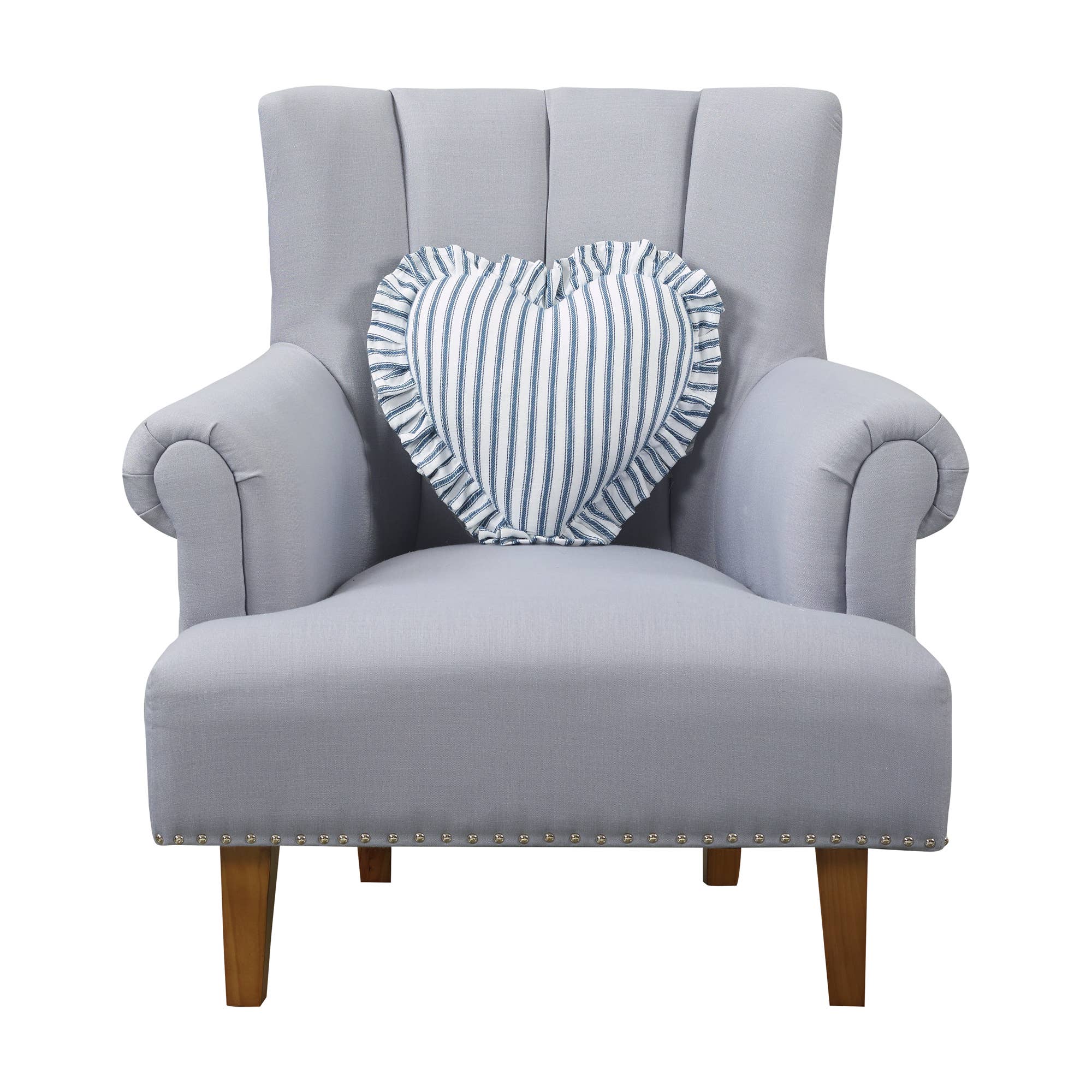 Blue & White Heart Shaped Throw Pillow