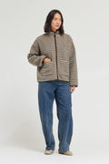 STRIPE ZIP UP FLEECE JACKET