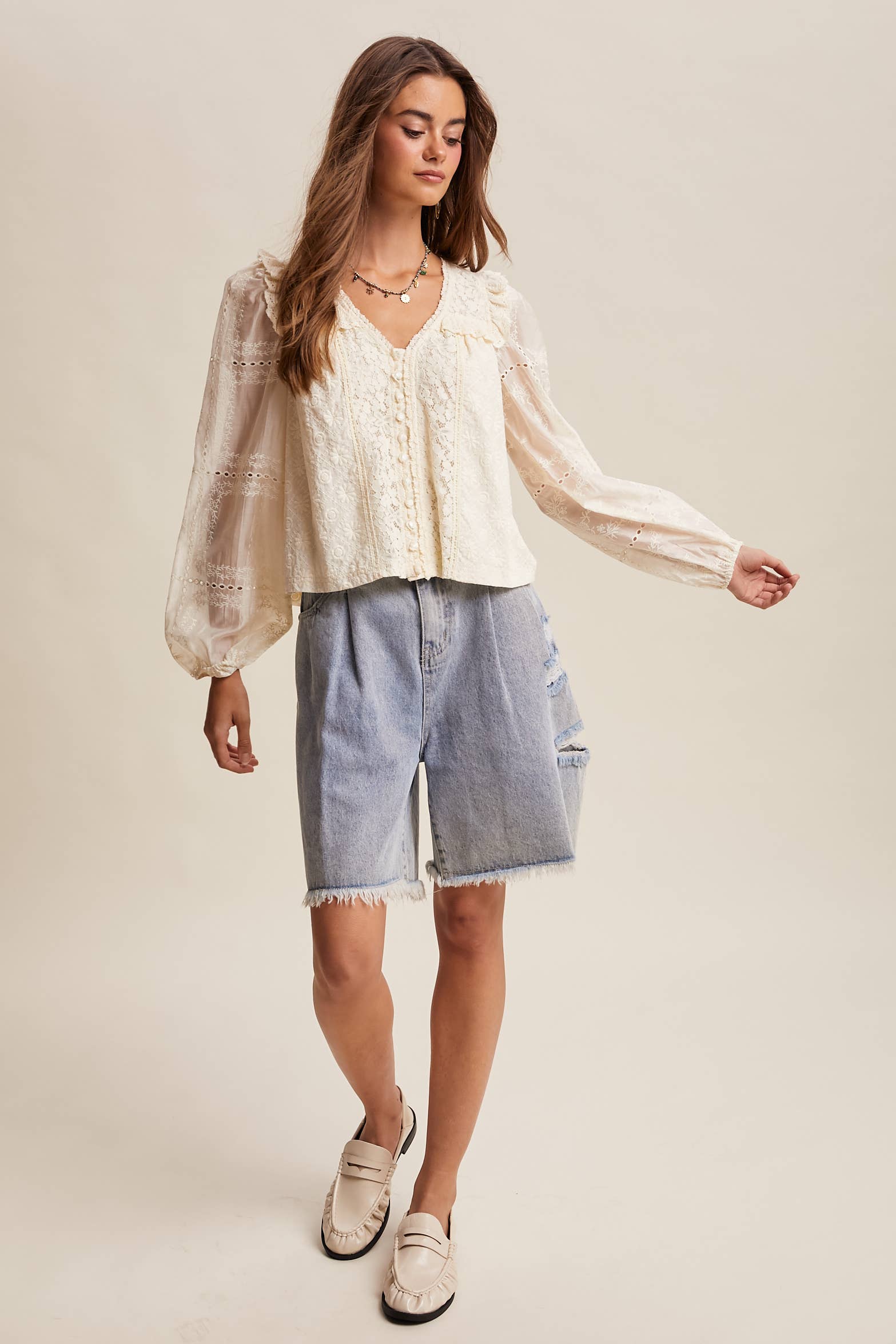 Delicate Embroidered Lace Blouse