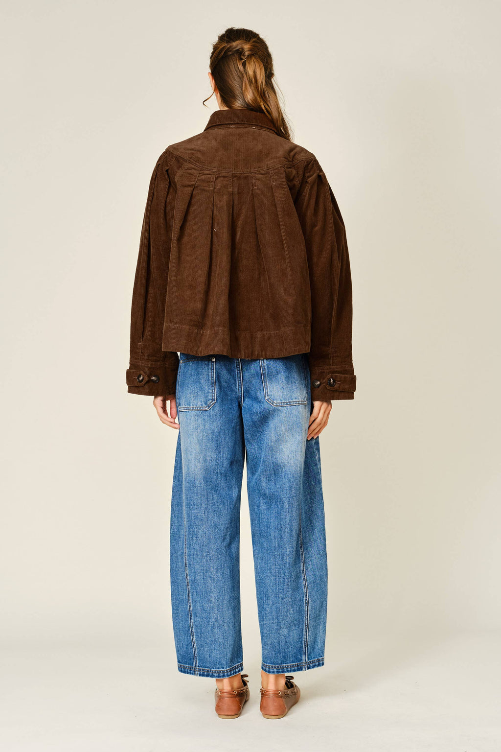 COZY CORDUROY PLEATED SHIRT JACKET