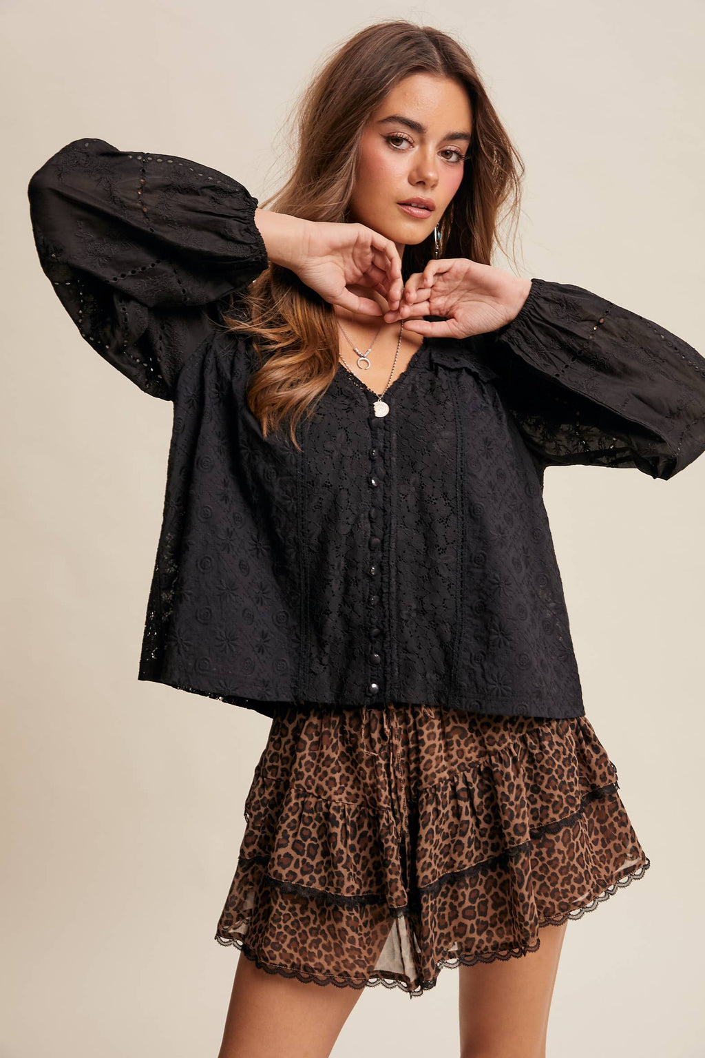 Delicate Embroidered Lace Blouse