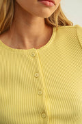 BUTTON FRONT RIBBED TOP