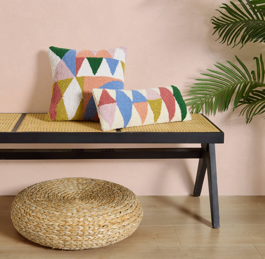 Rainbow Triangles Wool Throw Pillow