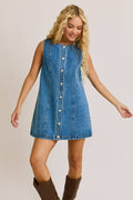 SLEEVELESS BUTTON DOWN DRESS