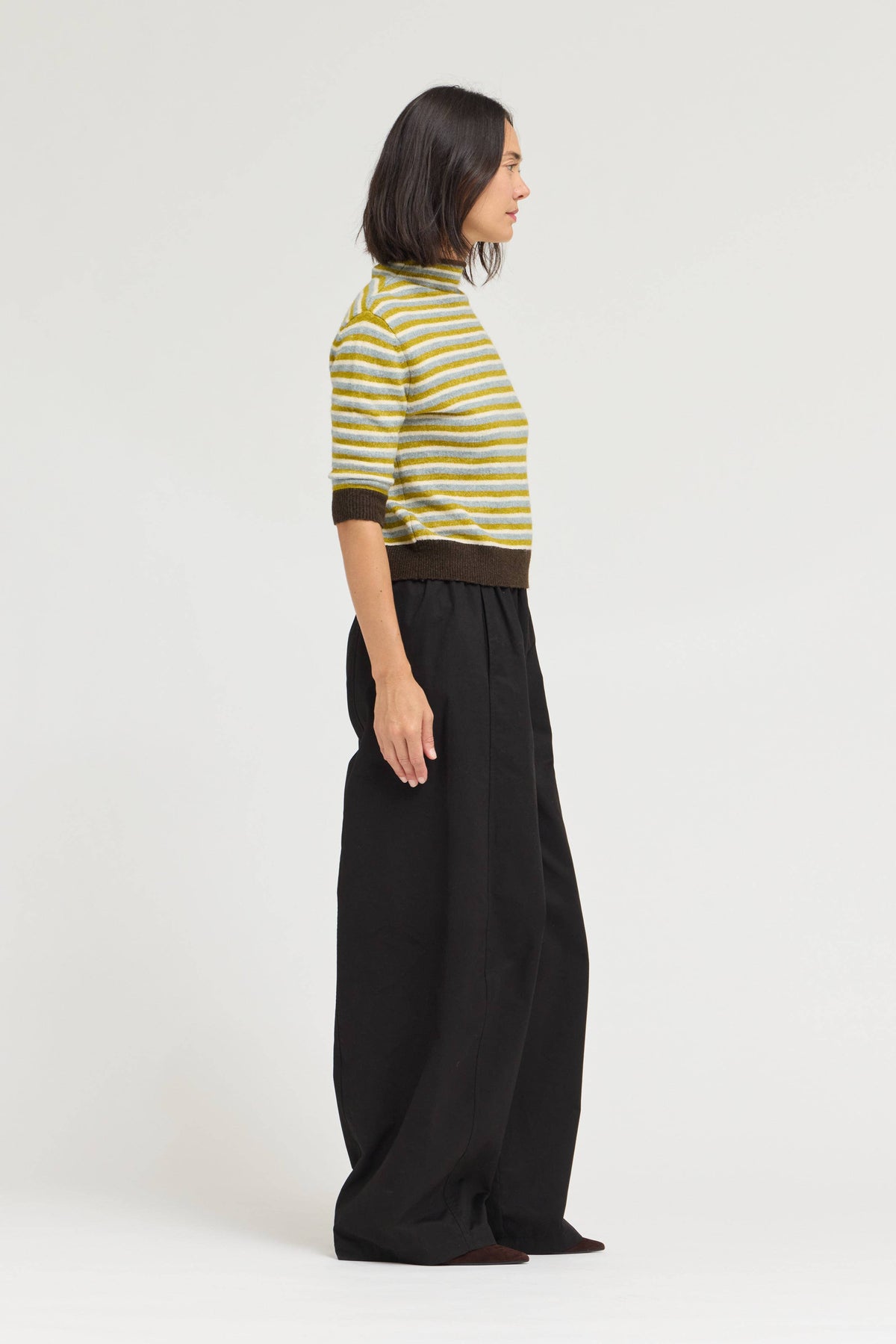 7/8 SLEEVES STRIPE SWEATER TOP