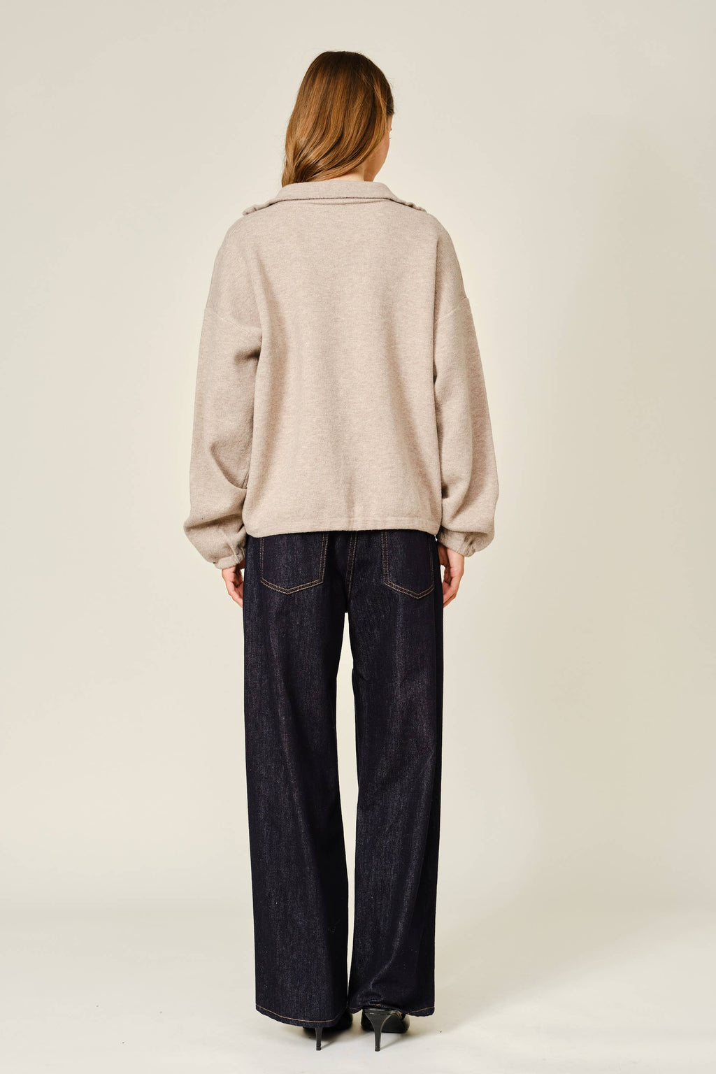 WOOL MIX HALF ZIP UP PULLOVER SWEATER