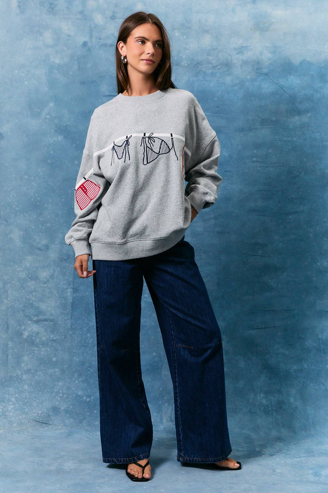 SWEATSHIRT W/RED, WHT, BLUE