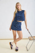 Polka Dot Denim Skirt