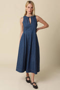 Kathy Denim Keyhole Maxi Dress