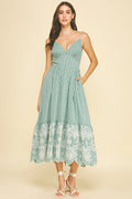 Pinch Green Gingham Eyelet Lace Maxi Dress