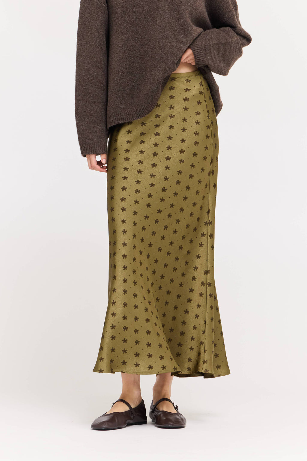 FLORAL SATIN SLIP SKIRT