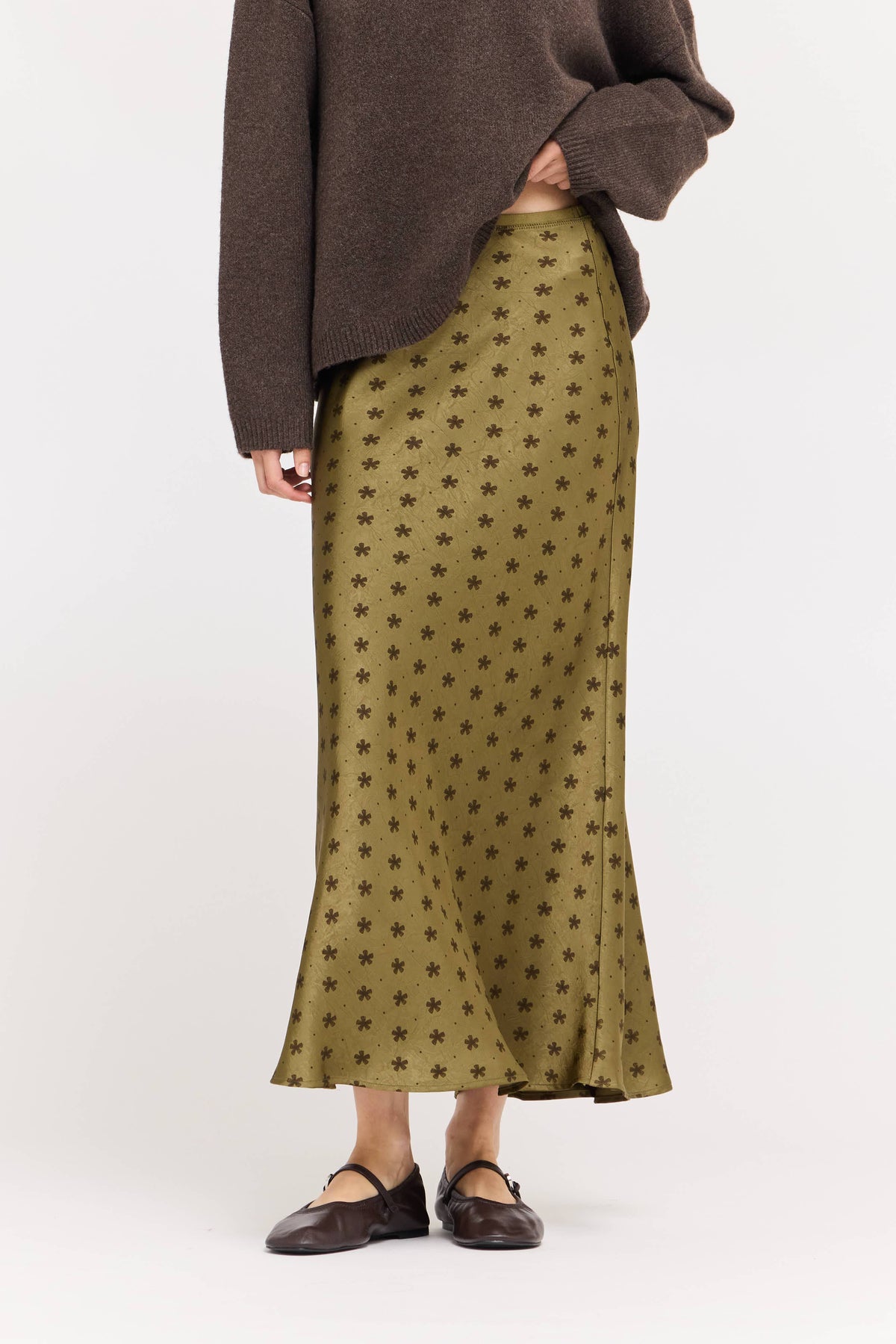FLORAL SATIN SLIP SKIRT