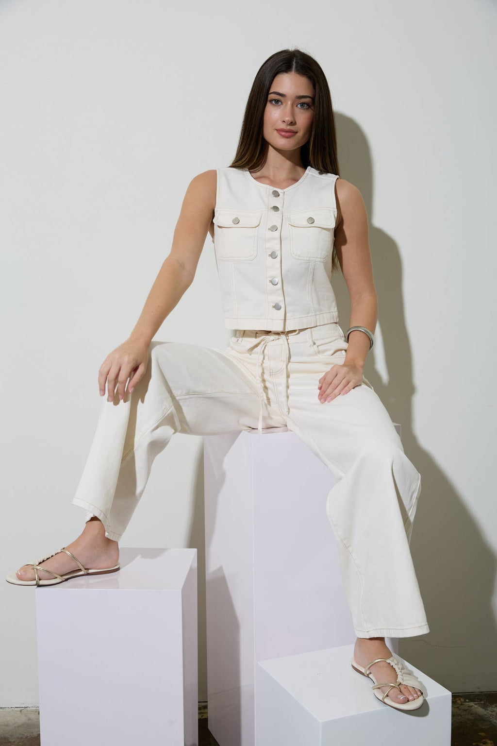 DRAWSTRING DETAIL DENIM PANTS