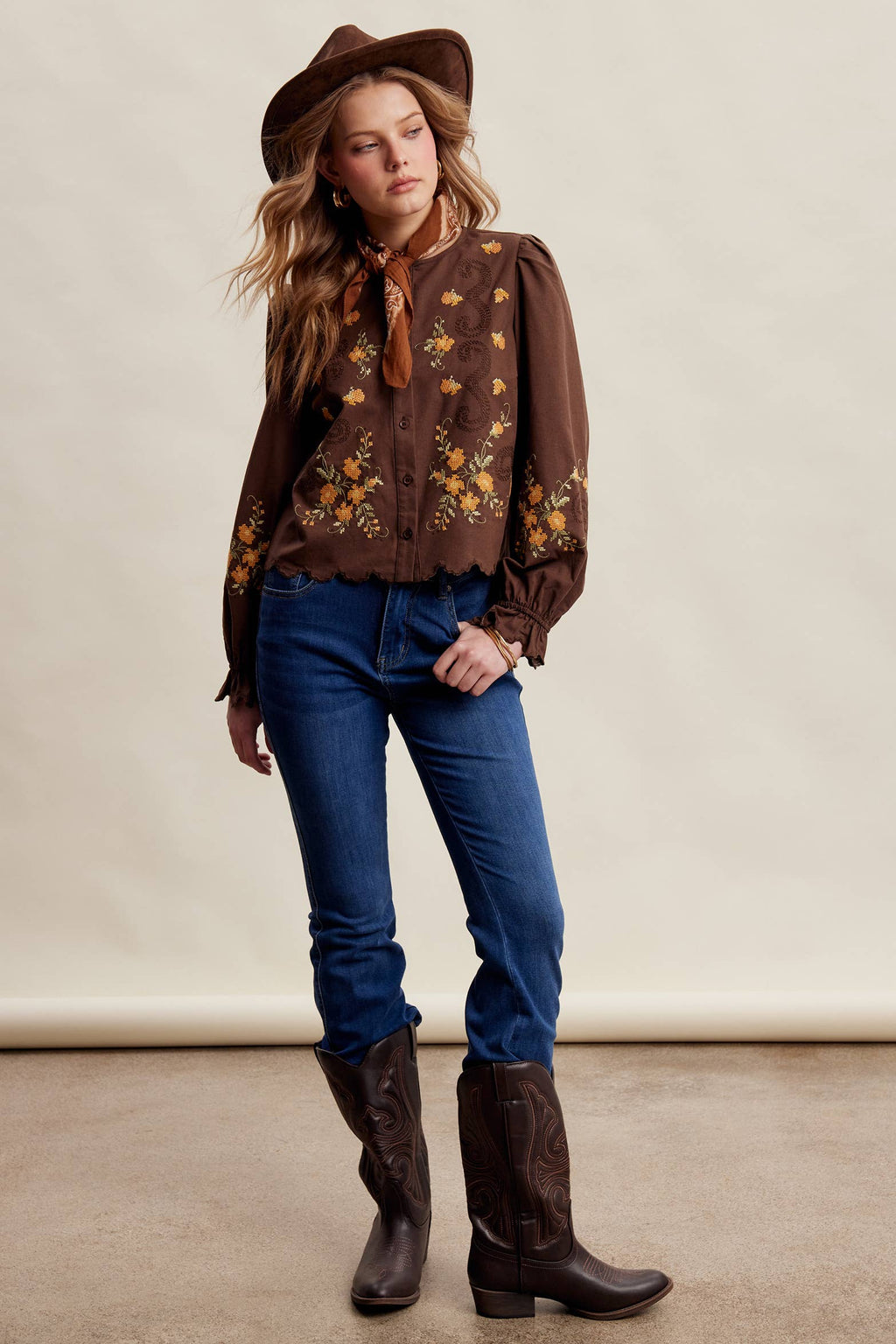 Embroidered Scallop Hem Cotton
