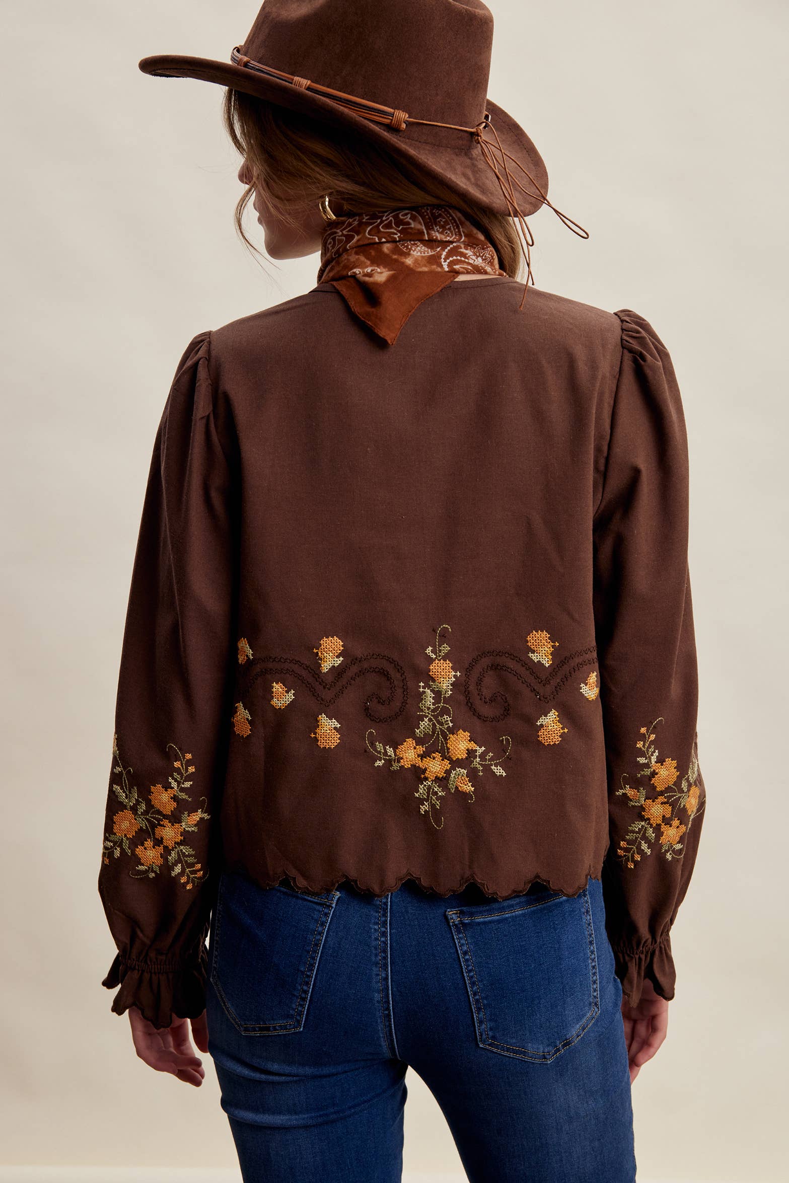Embroidered Scallop Hem Cotton