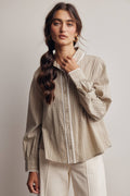 Lace Trim Embroidered Blouse