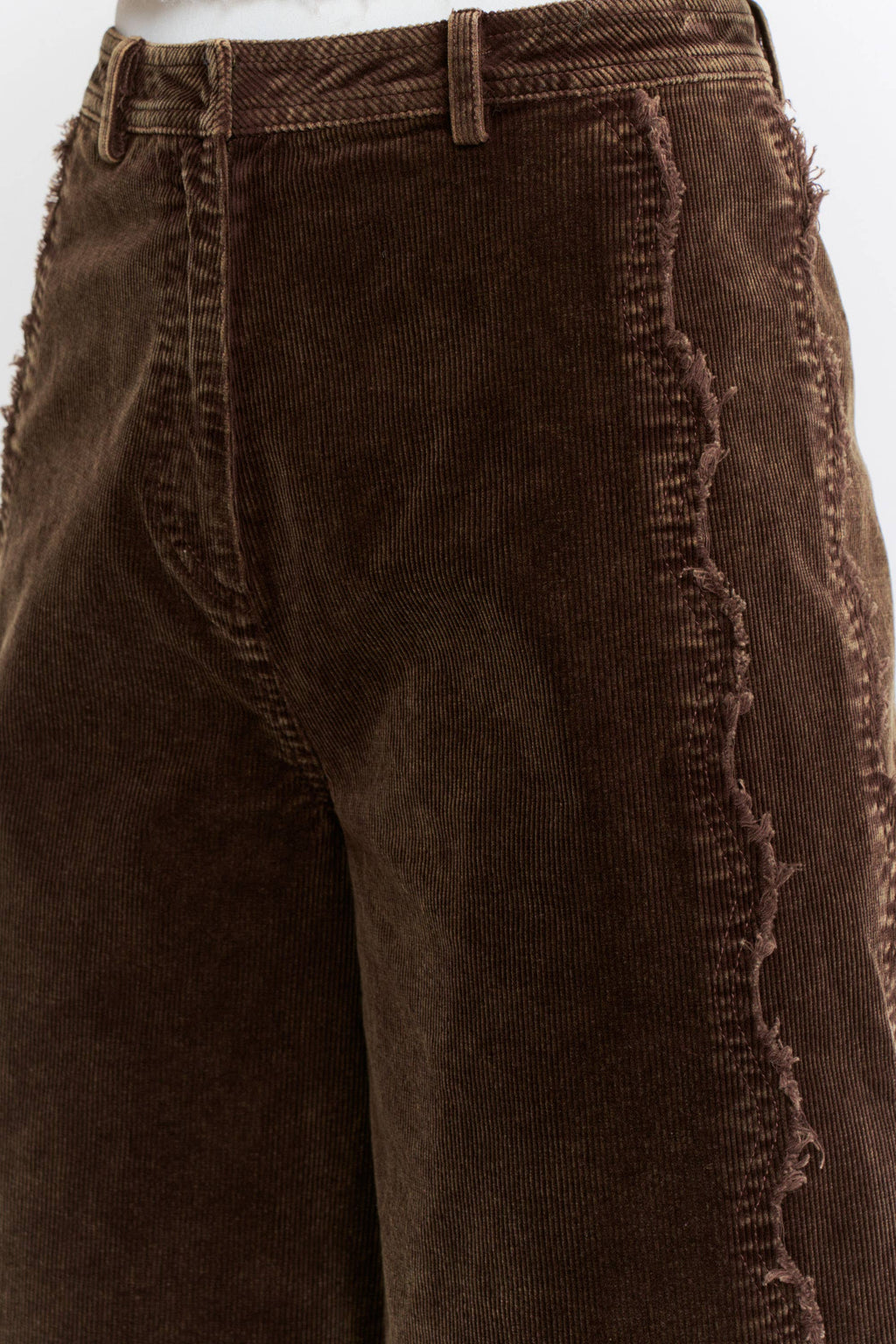 Wide-Leg Corduroy High-Rise Scalloped Trousers