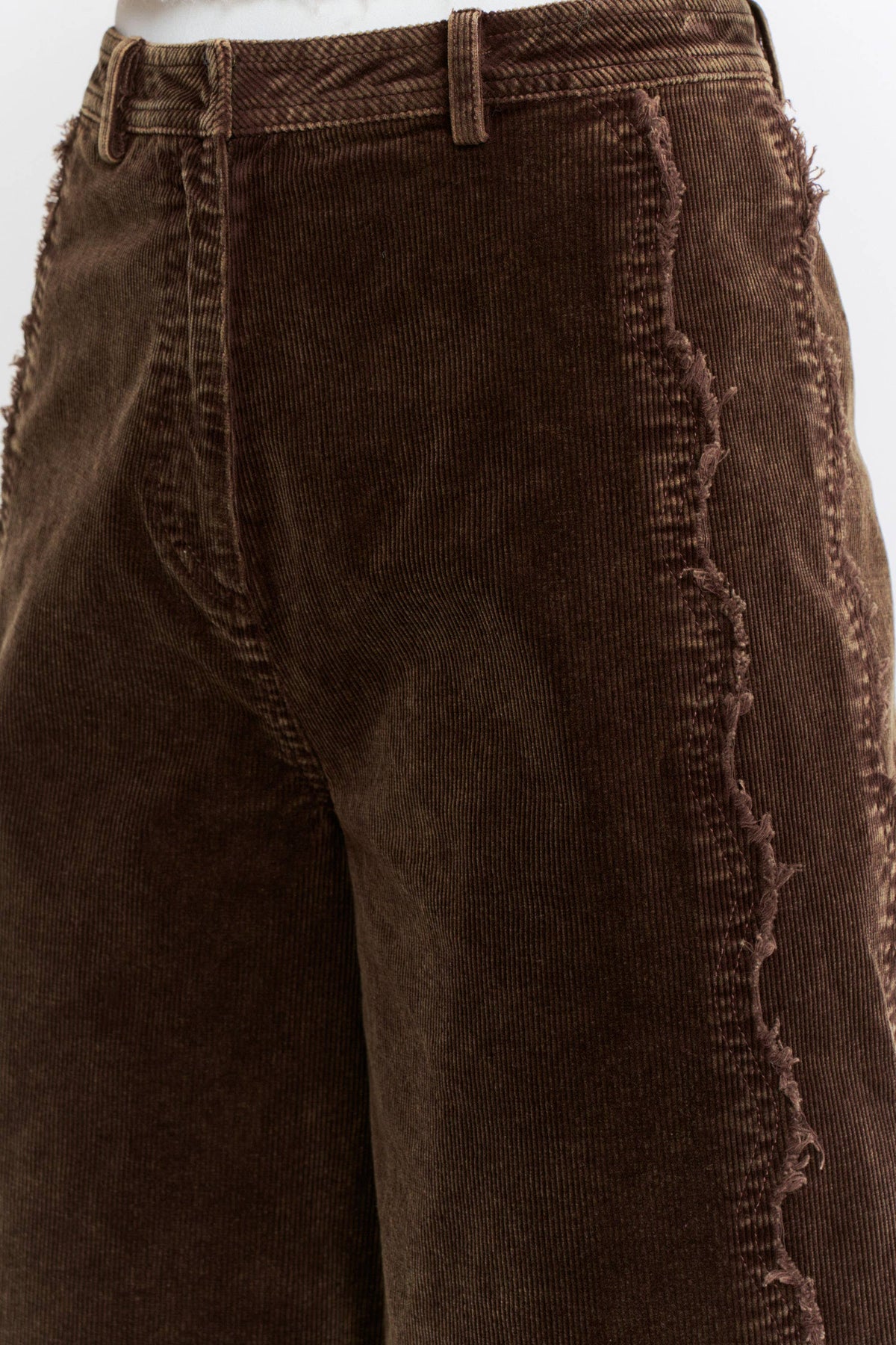 Wide-Leg Corduroy High-Rise Scalloped Trousers