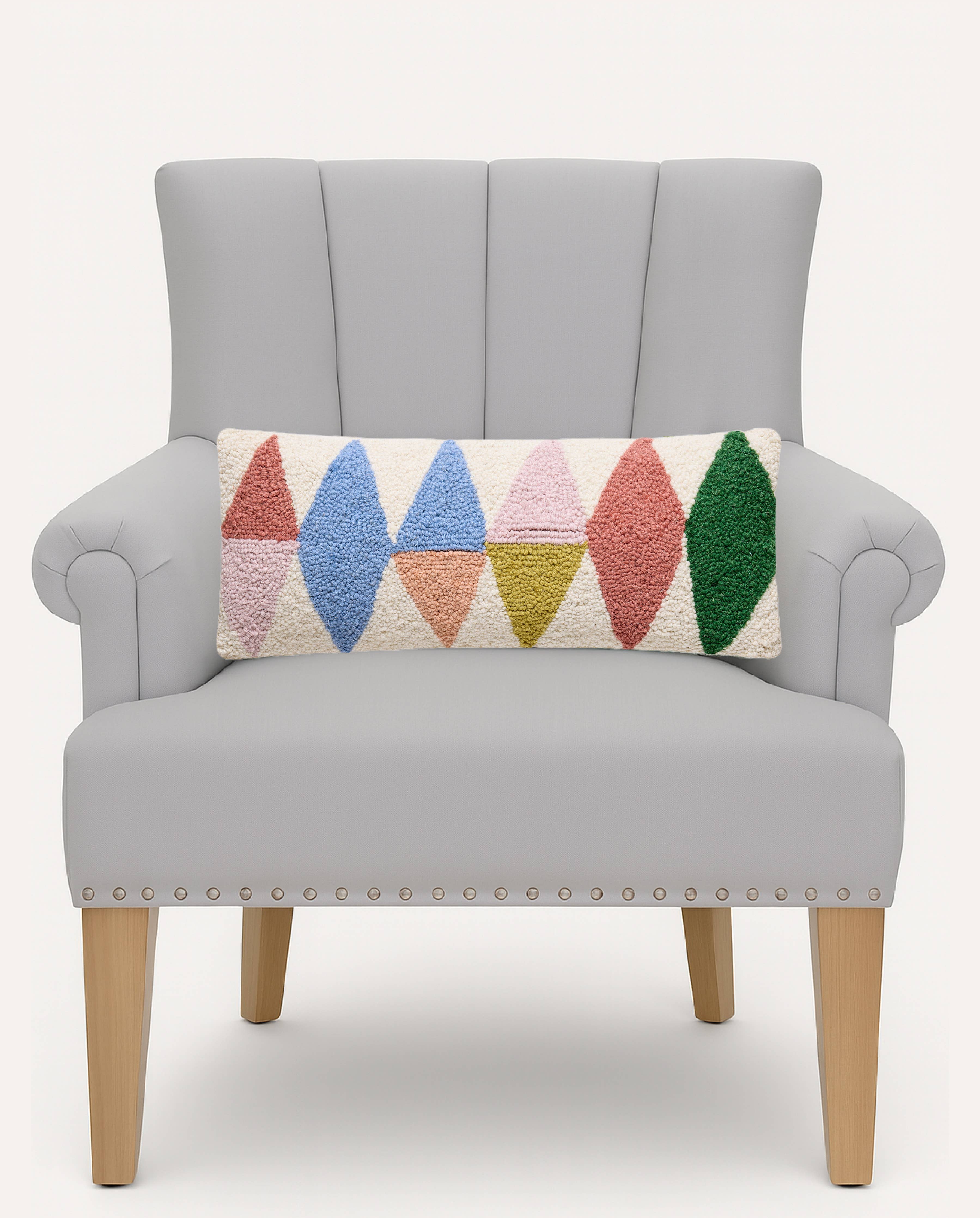 Rainbow Triangles Wool Throw Pillow